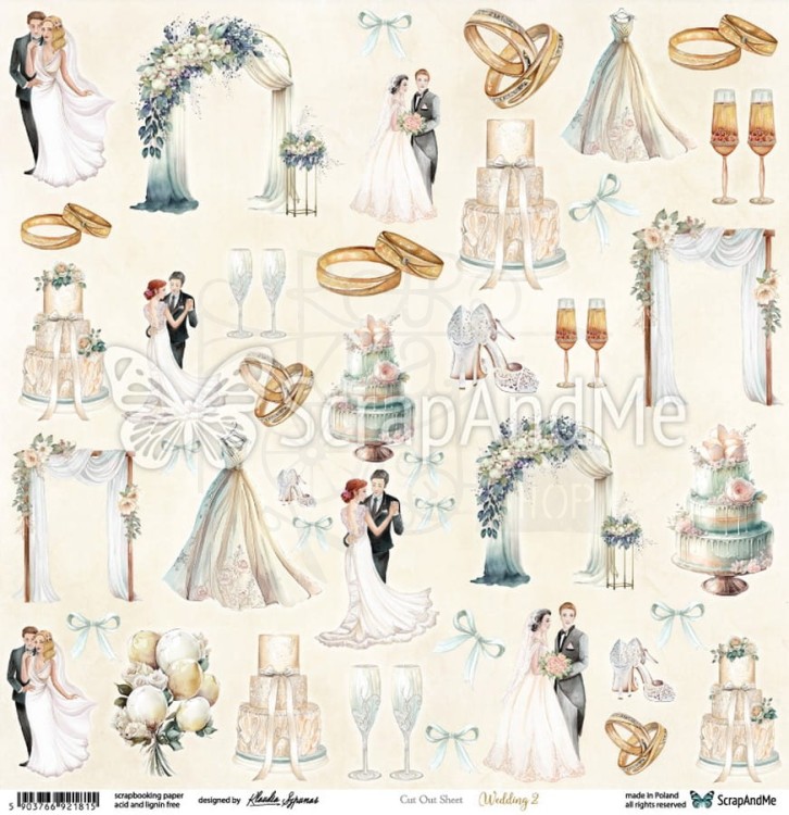 Papier 30x30 Wedding 2 elementy do wycinania W-2 ScrapAndMe