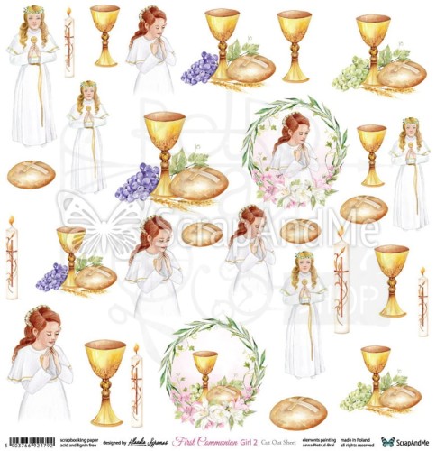 Papier 30x30 First Communion Girl 2 elementy do wycinania FCG-02 ScrapAndMe