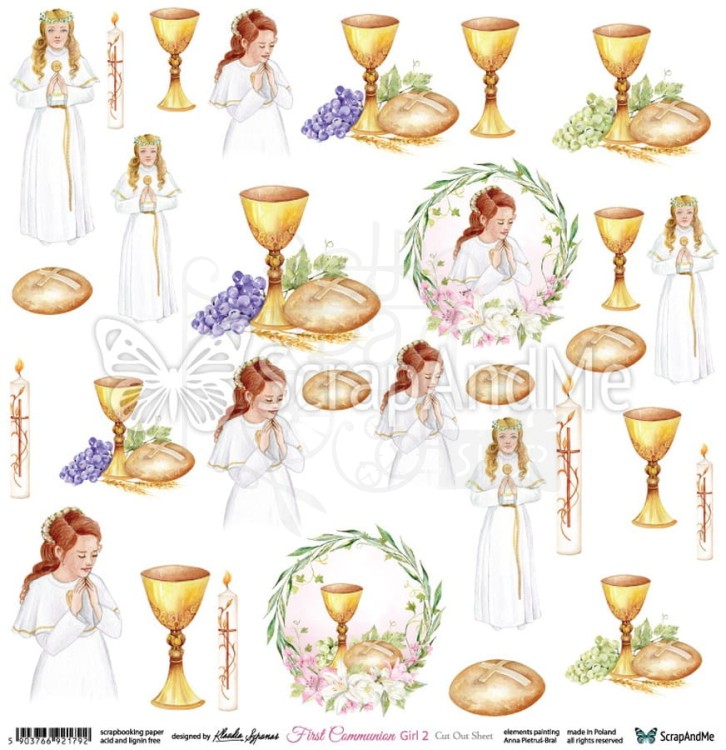 Papier 30x30 First Communion Girl 2 elementy do wycinania FCG-02 ScrapAndMe