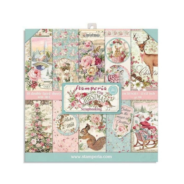 Zestaw papierów 20x20 Pink Christmas SBBS16 Stamperia