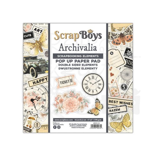 Zestaw papierów 15x15 z elementami do wycięcia Archivalia ARCH-11 ScrapBoys
