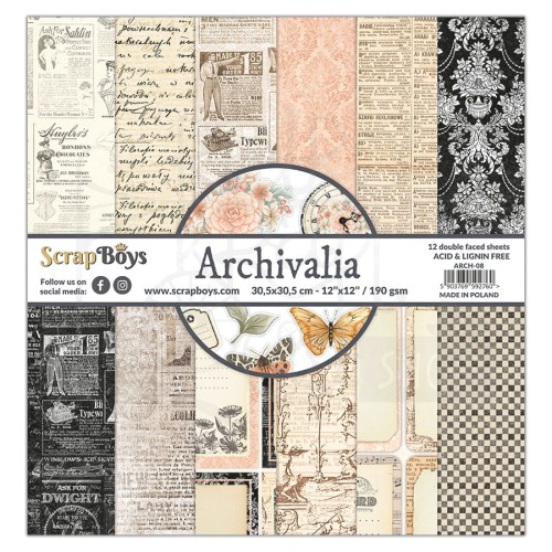 Zestaw papierów 30x30 Archivalia ARCH-08 ScrapBoys