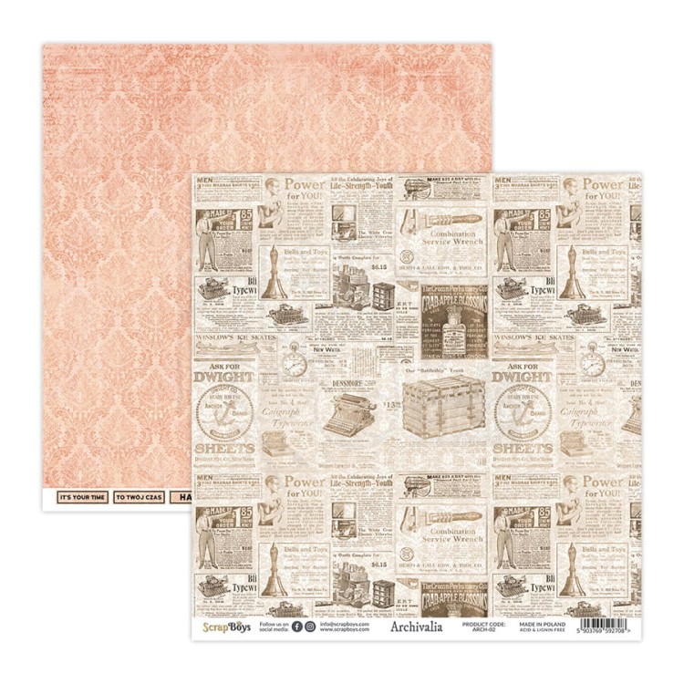 Zestaw papierów 30x30 Archivalia ARCH-08 ScrapBoys