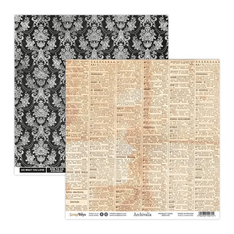 Zestaw papierów 30x30 Archivalia ARCH-08 ScrapBoys