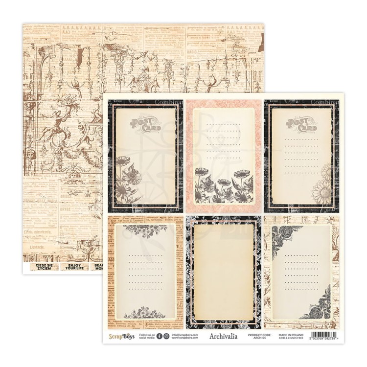 Zestaw papierów 30x30 Archivalia ARCH-08 ScrapBoys