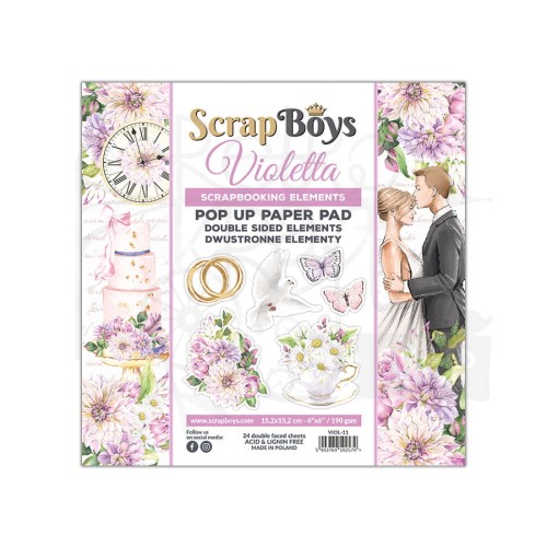 Zestaw papierów 15x15 z elementami do wycięcia Violetta VIOL-11 ScrapBoys