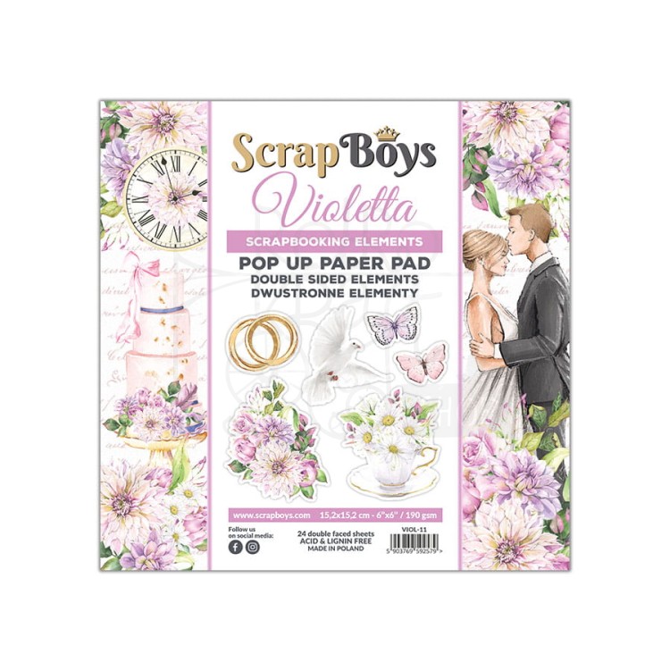 Zestaw papierów 15x15 z elementami do wycięcia Violetta VIOL-11 ScrapBoys
