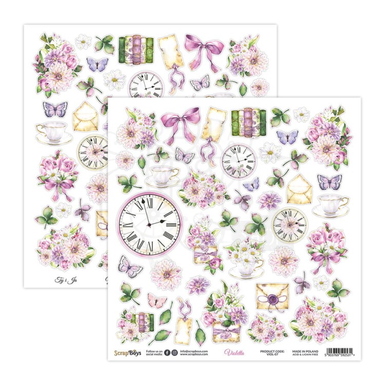 Papier 30x30 elementy do wycięcia Violetta VIOL-07 ScrapBoys