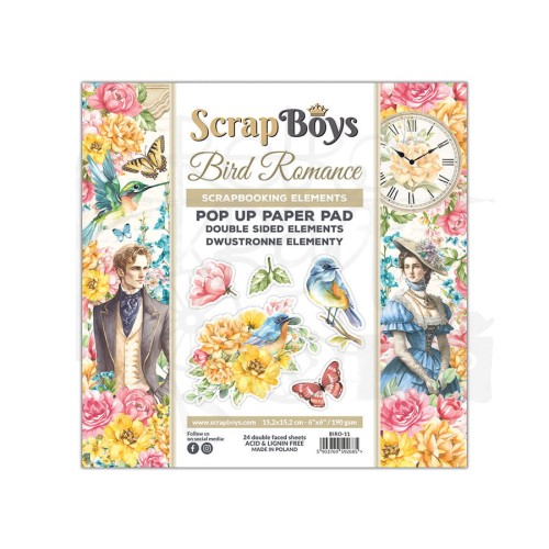 Zestaw papierów 15x15 z elementami do wycięcia Bird Romance BIRO-11 ScrapBoys