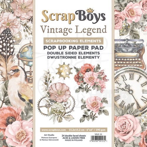 Zestaw papierów 15x15 z elementami do wycięcia Vintage Legend VILE-11 ScrapBoys