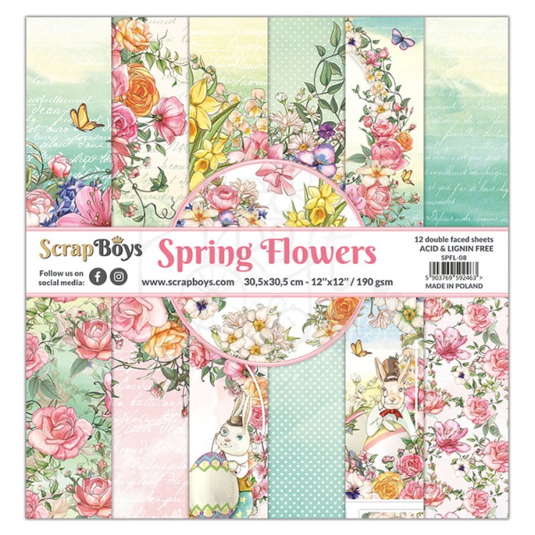 Zestaw papierów 30x30 Spring Flowers SPRI-08 ScrapBoys