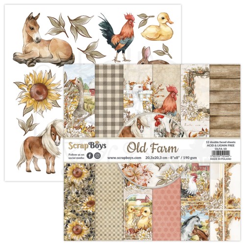 Zestaw papierów 20x20 Old Farm OLFA-10 ScrapBoys