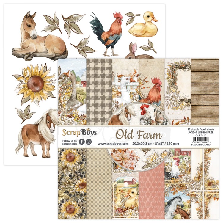 Zestaw papierów 20x20 Old Farm OLFA-10 ScrapBoys