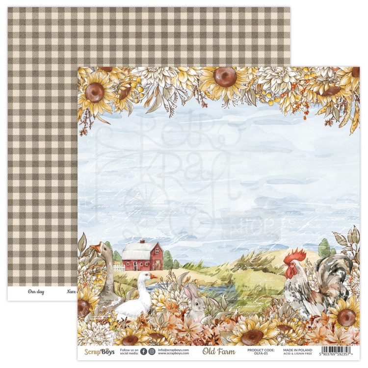 Zestaw papierów 30x30 Old Farm OLFA-08 ScrapBoys