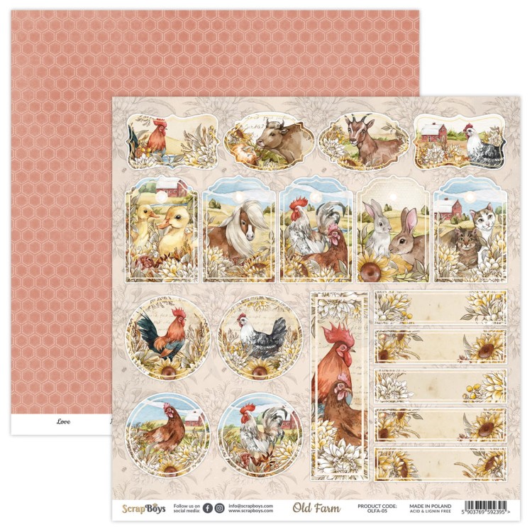 Zestaw papierów 30x30 Old Farm OLFA-08 ScrapBoys