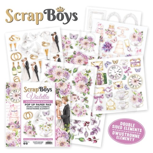 Zestaw papierów 15x15 z elementami do wycięcia Violetta VIOL-11 ScrapBoys
