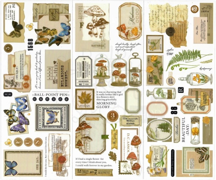 Naklejki do scrapbookingu i art journalingu - vintage 1 - 3 arkusze