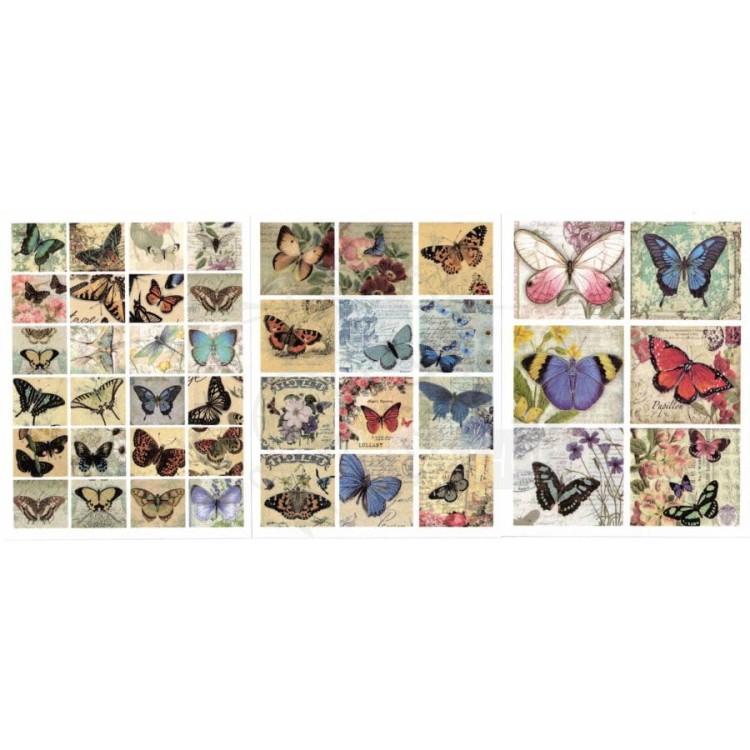 Naklejki do scrapbookingu i art journalingu - motyle 3 - 6 arkuszy
