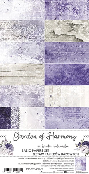 Zestaw papierów bazowych Garden of Harmony CC-C53-GH-09 Craft O'Clock