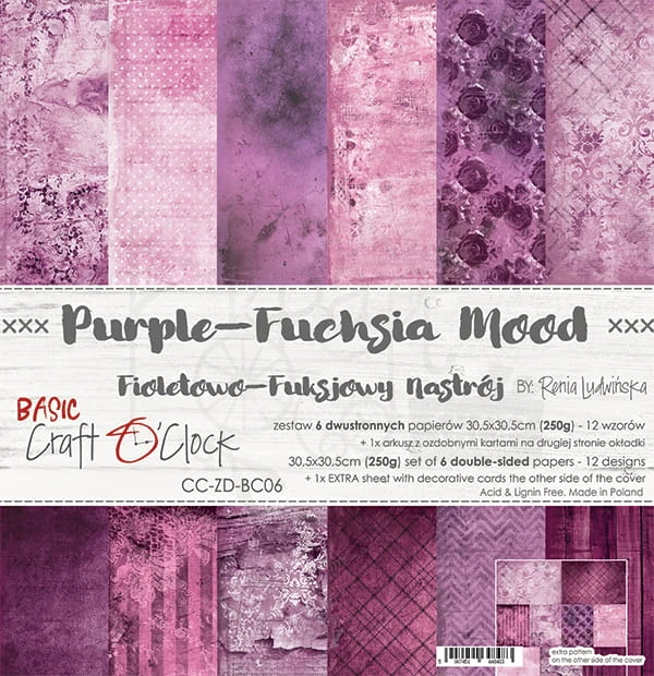 Zestaw papierów 30x30 Basic 06 Purple-Fuchsia Mood CC-ZD-BC06