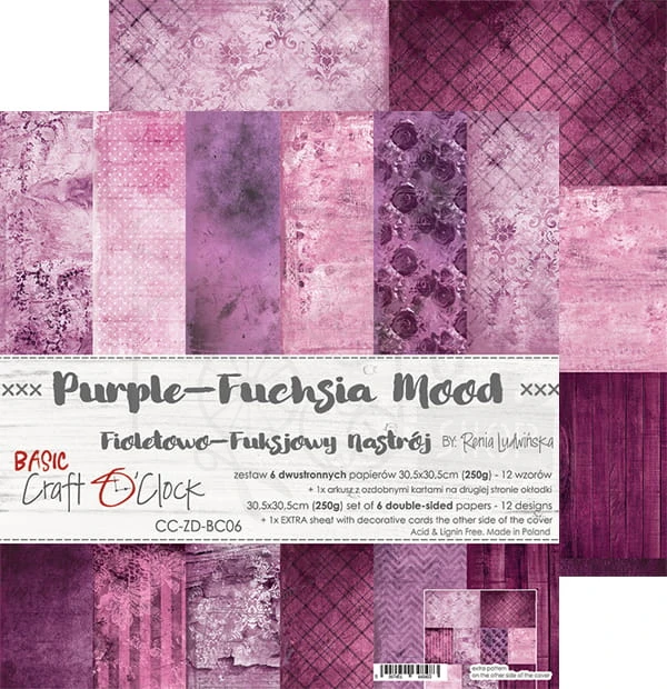 Zestaw papierów 30x30 Basic 06 Purple-Fuchsia Mood CC-ZD-BC06
