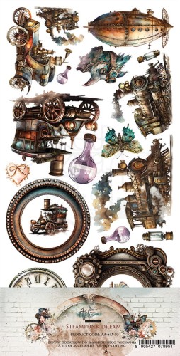 Zestaw papierów 15x30 elementy do wycinania Steampunk Dream AA-SD-10 Alchemy of Art
