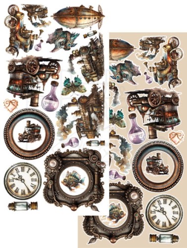 Zestaw papierów 15x30 elementy do wycinania Steampunk Dream AA-SD-10 Alchemy of Art