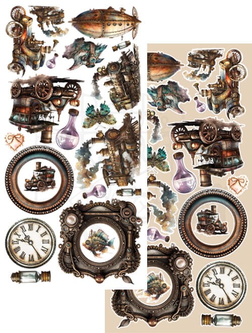 Zestaw papierów 15x30 elementy do wycinania Steampunk Dream AA-SD-10 Alchemy of Art