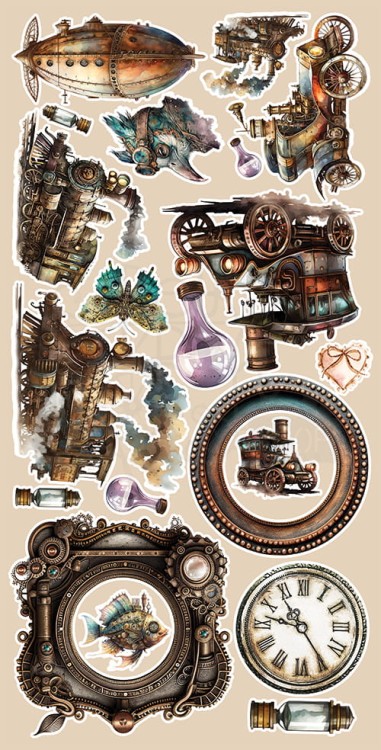 Zestaw papierów 15x30 elementy do wycinania Steampunk Dream AA-SD-10 Alchemy of Art