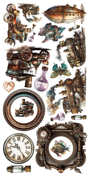 Zestaw papierów 15x30 elementy do wycinania Steampunk Dream AA-SD-10 Alchemy of Art