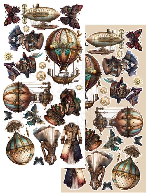 Zestaw papierów 15x30 elementy do wycinania Steampunk Dream AA-SD-10 Alchemy of Art