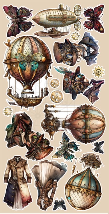 Zestaw papierów 15x30 elementy do wycinania Steampunk Dream AA-SD-10 Alchemy of Art