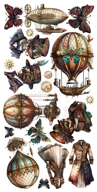 Zestaw papierów 15x30 elementy do wycinania Steampunk Dream AA-SD-10 Alchemy of Art