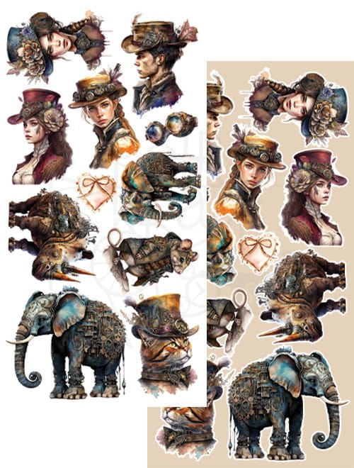 Zestaw papierów 15x30 elementy do wycinania Steampunk Dream AA-SD-10 Alchemy of Art