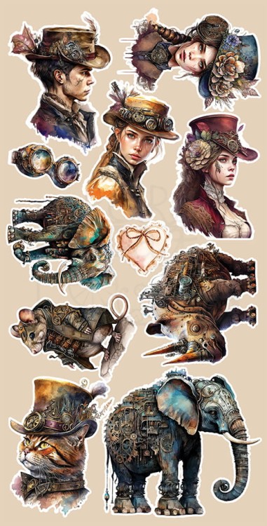 Zestaw papierów 15x30 elementy do wycinania Steampunk Dream AA-SD-10 Alchemy of Art