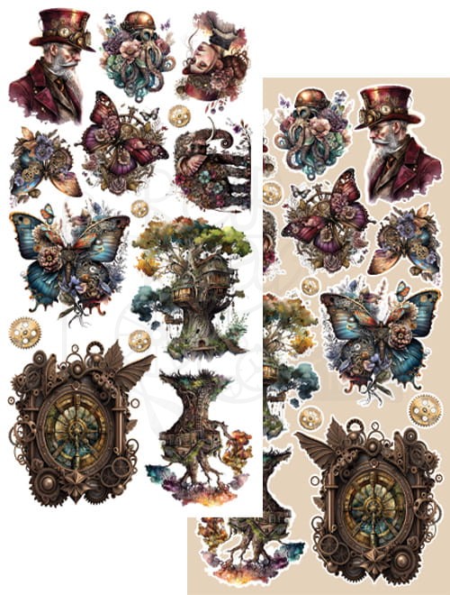 Zestaw papierów 15x30 elementy do wycinania Steampunk Dream AA-SD-10 Alchemy of Art