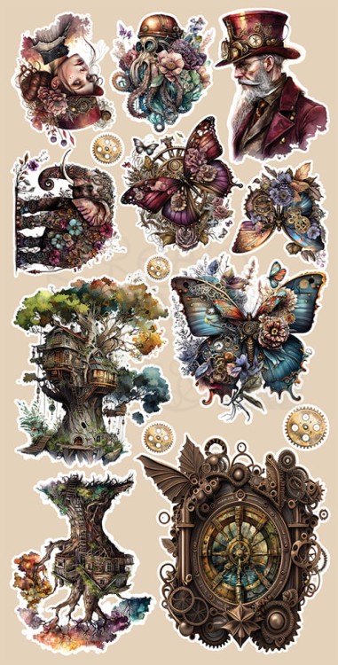 Zestaw papierów 15x30 elementy do wycinania Steampunk Dream AA-SD-10 Alchemy of Art