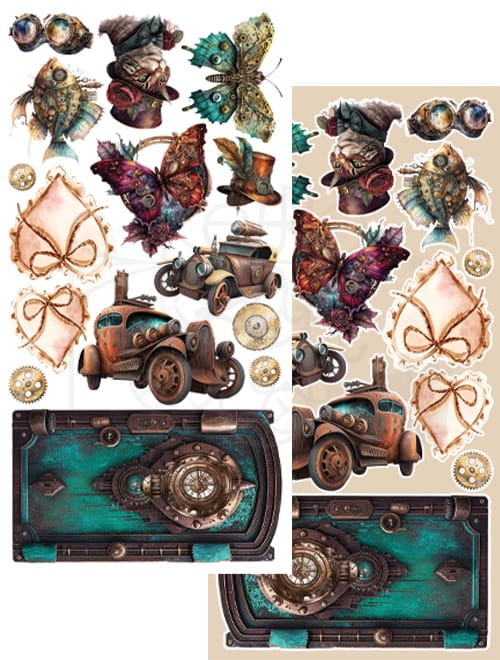 Zestaw papierów 15x30 elementy do wycinania Steampunk Dream AA-SD-10 Alchemy of Art