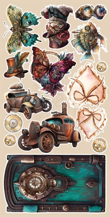 Zestaw papierów 15x30 elementy do wycinania Steampunk Dream AA-SD-10 Alchemy of Art