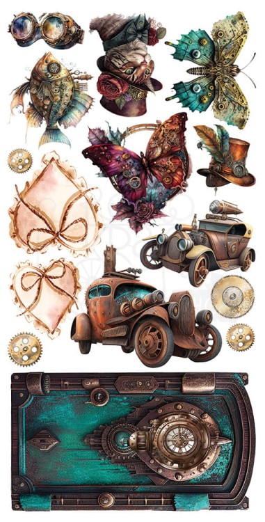 Zestaw papierów 15x30 elementy do wycinania Steampunk Dream AA-SD-10 Alchemy of Art