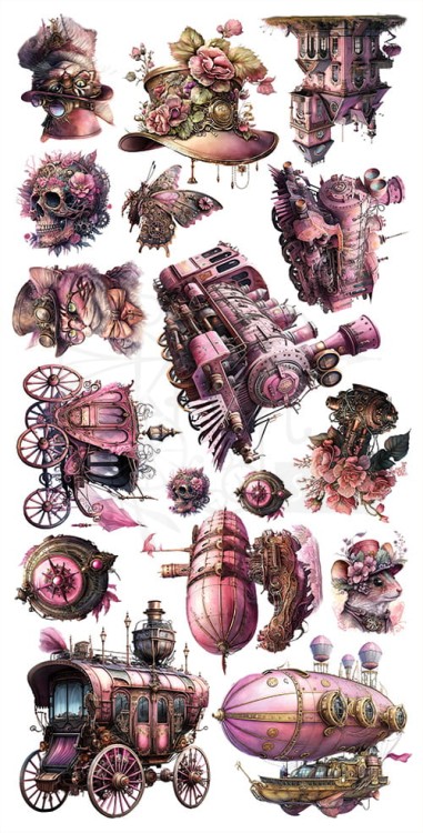 Zestaw papierów 15x30 elementy do wycinania Steampunk Dream AA-SD-10 Alchemy of Art