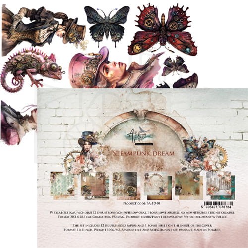 Zestaw papierów 20x20 Steampunk Dream AA-SD-08 Alchemy of Art