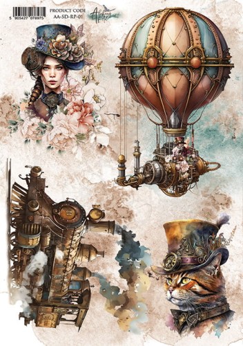 Papier ryżowy A4 Steampunk Dreams 01 AA-SD-RP-01 Alchemy of Art