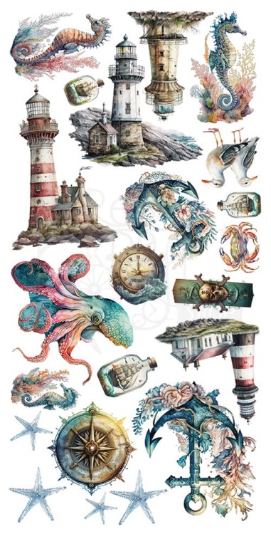 Zestaw papierów 15x30 elementy do wycinania Sea Stories AA-SS-10 Alchemy of Art