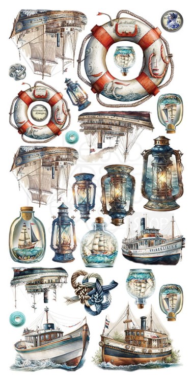 Zestaw papierów 15x30 elementy do wycinania Sea Stories AA-SS-10 Alchemy of Art