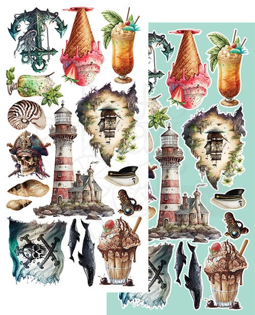 Zestaw papierów 15x30 elementy do wycinania Sea Stories AA-SS-10 Alchemy of Art