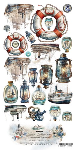 Zestaw papierów 15x30 elementy do wycinania Sea Stories AA-SS-10 Alchemy of Art
