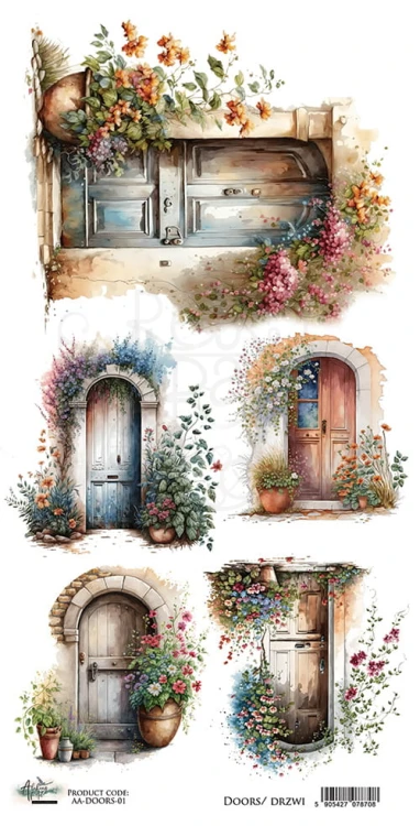 Papier 15x30 elementy do wycinania Doors Drzwi AA-DOORS-01 Alchemy of Art