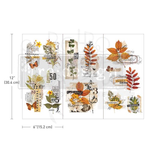 Rub-on Decor Transfers 15x32.5cm Foliage Collector 3 arkusze ReDesign 655426 Prima