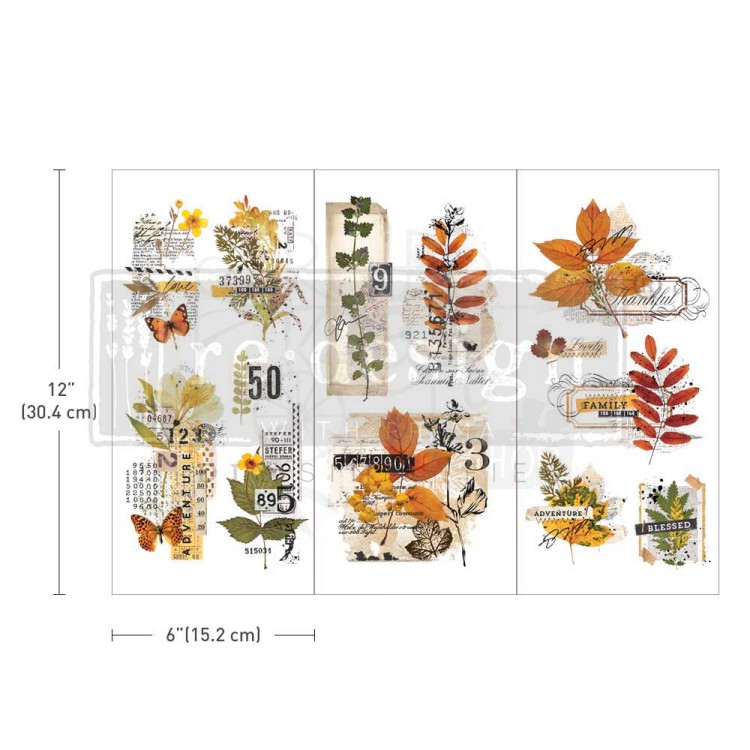 Rub-on Decor Transfers 15x32.5cm Foliage Collector 3 arkusze ReDesign 655426 Prima